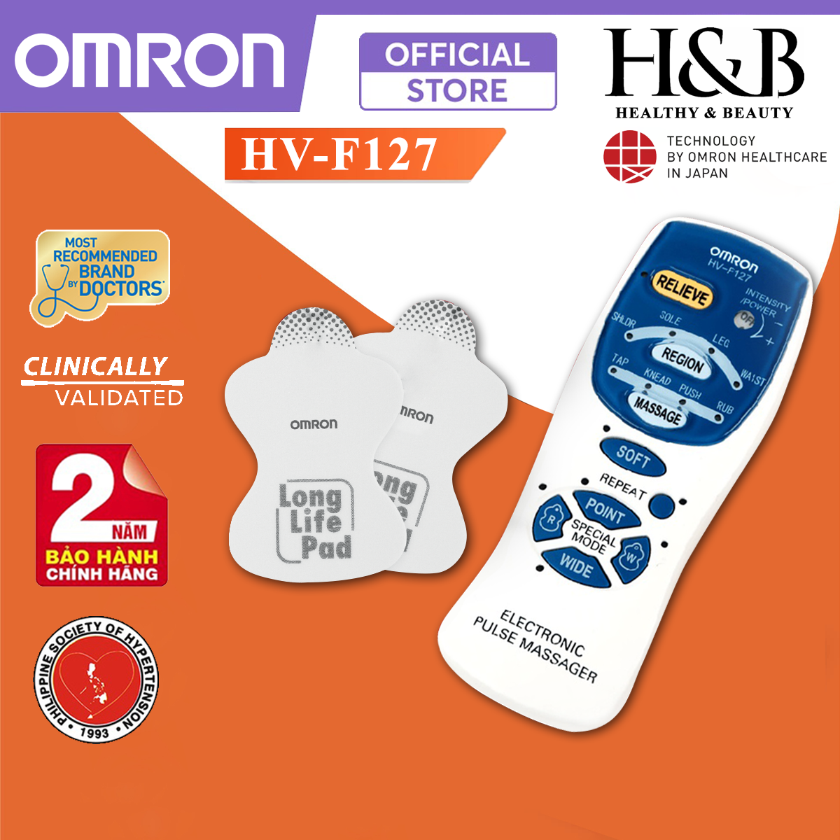 Máy Massage Xung Điện Trị Liệu Omron HV-F127 | Xua Tan Nhức Mỏi Nhiều Vùng Trên Cơ Thể