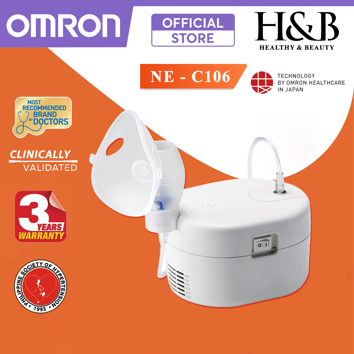 Máy Xông Khí Dung , Mũi Họng Omron NEC106 | Thương Hiệu Nhật Bản - Bảo Hành Chính Hãng 24 Tháng